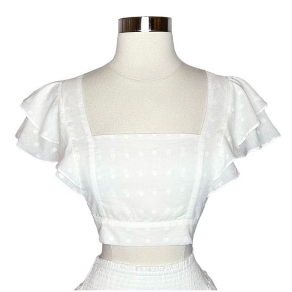 MinkPink x REVOLVE White Wash Crop Top - Size Large - Picture 2 of 4